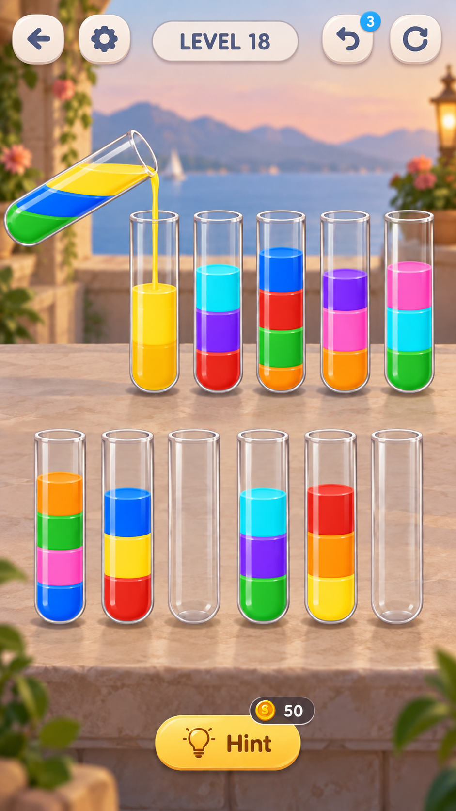 Supplied image labelled Level 18: a yellow layer being poured.